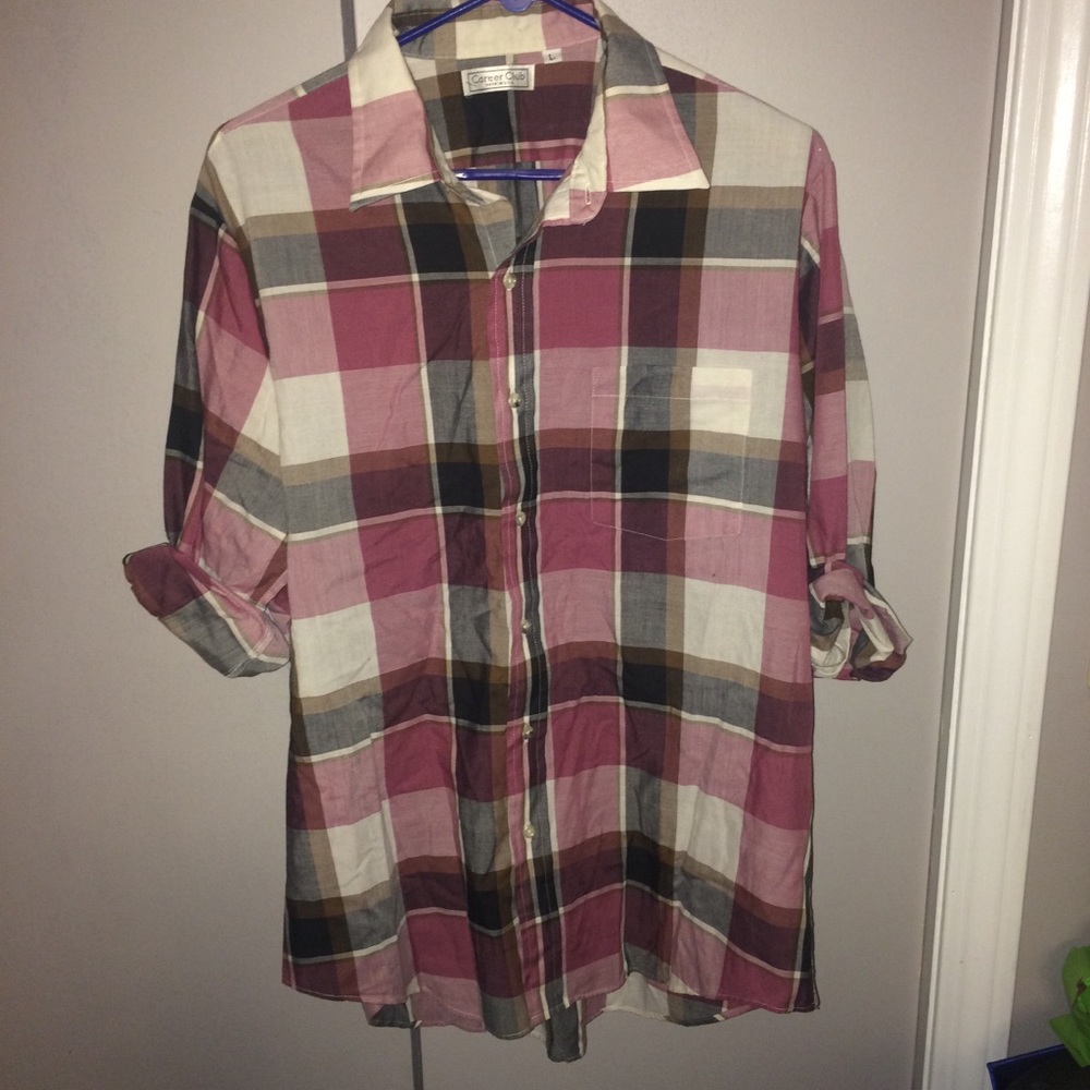 Career Club plaid longsleeve button down Large
